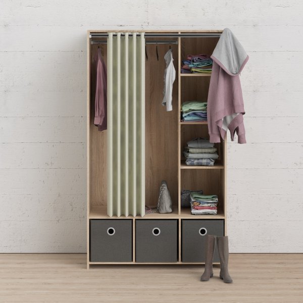 Lola garderobe - Eik/beige/gr�