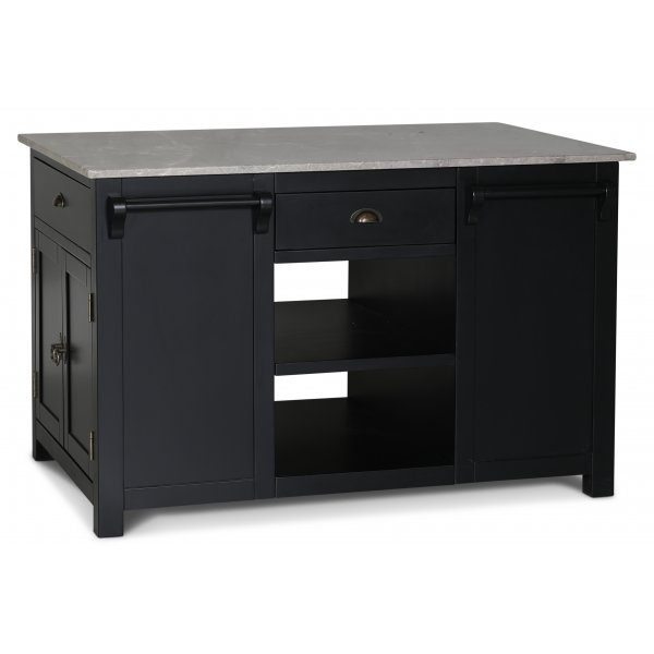 Heritage Kjkkeny med marmor - Sort ramme / Gr Emprador marmor