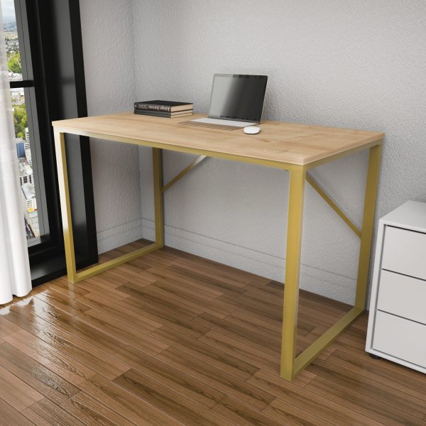 Layton skrivebord 120 x 60 cm - Gull/eik Layton skrivebord 120 x 60 cm - Gull/eik