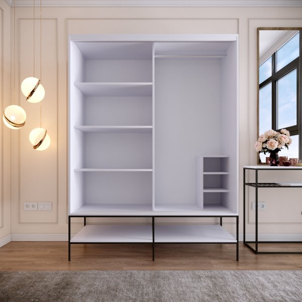 Martin garderobeskap 150 cm - Hvit marmor/gull Martin garderobeskap 150 cm - Hvit marmor/gull