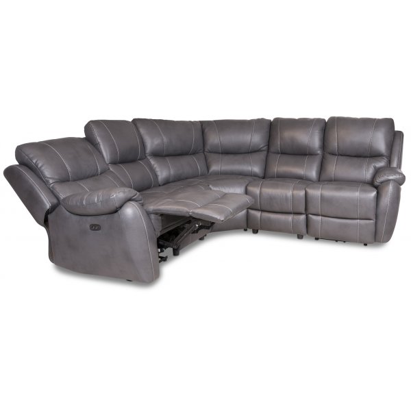 Enjoy recliner-hj�rnesofa - 4-seter (el) i gr�tt kunstskinn