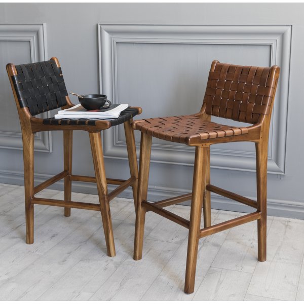 Porto barstol hy - Konjakk/teak