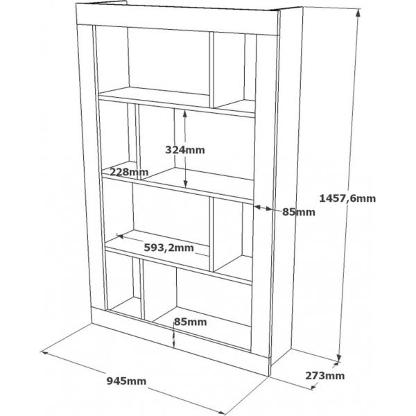 Luvio bokhylle 22 - Eik/hvit