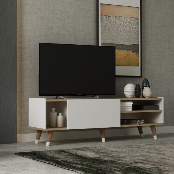 Crassia mediabenk - Safir eik/hvit Crassia mediabenk - Safir eik/hvit