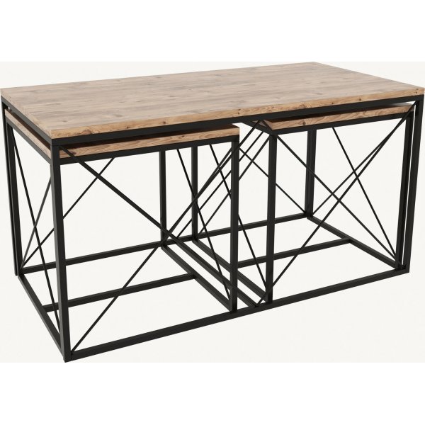 Ravina salongbord 45/100 x 45/50 cm - Furu/sort