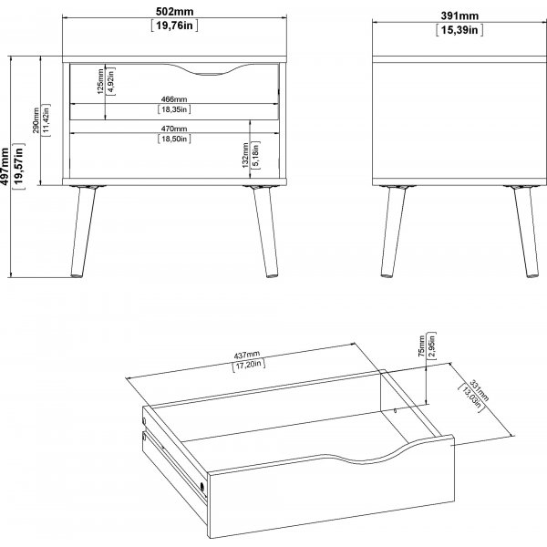 Oslo nattbord - Hvit/svart
