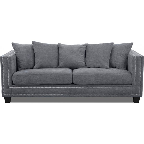 Temple Double Deco 3-seters sofa - Grå / sølv nagler Temple Double Deco 3-seters sofa - Grå / sølv nagler