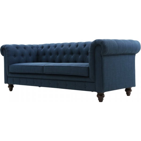 Herron 3-seters chesterfield-sofa - Blå + Tekstilrens for møbler Herron 3-seters chesterfield-sofa - Blå + Tekstilrens for møbler