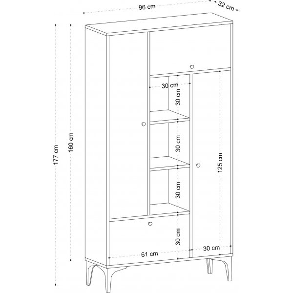 Pera skap - Safir eik/sort