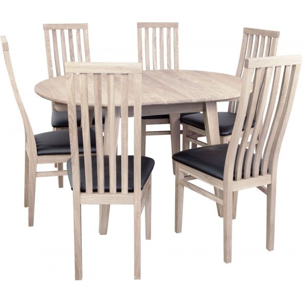 Genova spisebord 90-130 cm - Hvit pigmentert eik Genova spisebord 90-130 cm - Hvit pigmentert eik