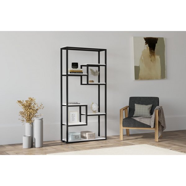 Emina bokhylle - Hvit/svart Emina bokhylle - Hvit/svart