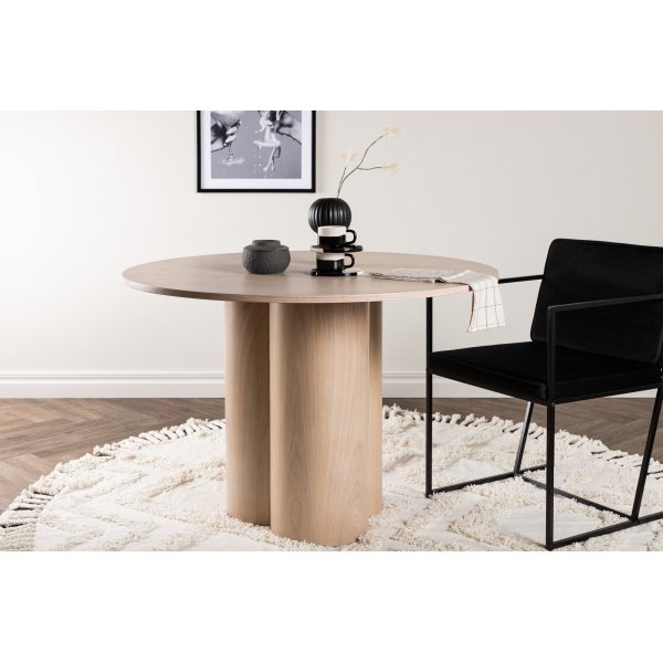 Spisebord rundt 110 cm hvitvasket - Olivia