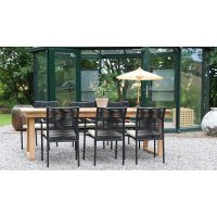 Saltö spisegruppe for uteplassen spisebord 240x100 cm med 6 stk. Skanör karmstoler - Teak/Svart Saltö spisegruppe for uteplassen spisebord 240x100 cm med 6 stk. Skanör karmstoler - Teak/Svart