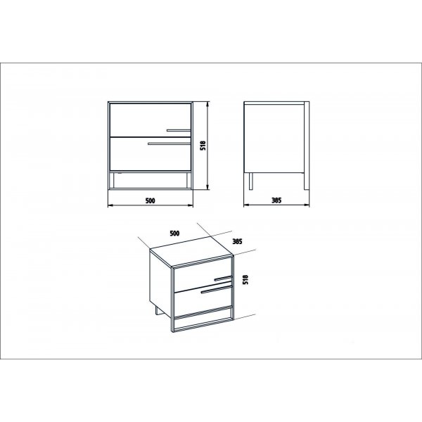 Polka nattbord - Gull/hvit