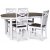 Skagen spisegruppe; spisebord 160/210x90 cm - Hvit / brunoljet eik med 4 Skagen stoler med kryss, brun / hvit