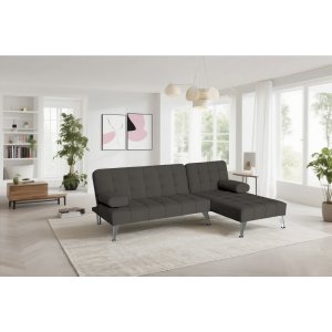Sovesofa med divan i brun fløyel Sovesofa med divan i brun fløyel