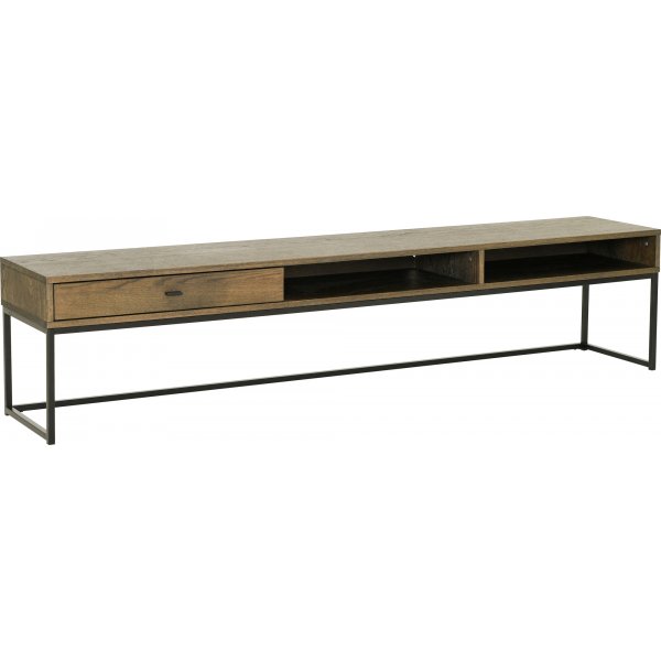 Regal mediabenk 180 cm - Brunlakkert eikefiner