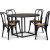 Sintorp spisegruppe, rundt spisebord Ø115 cm inkludert 4 stk. Samset stoler i bøyd tre - svart marmor (laminat) + Møbelpleiesett for tekstiler