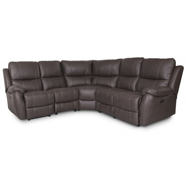 Boston recliner-hjrnesofa - 4-seter (el) i mrkebrunt mikrofiberstoff - Utgende modell
