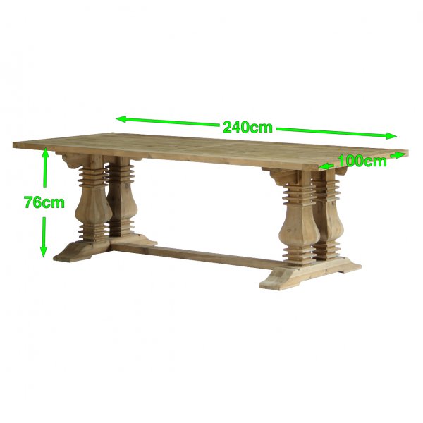 Rune spisebord 240 cm - Resirkulert furu