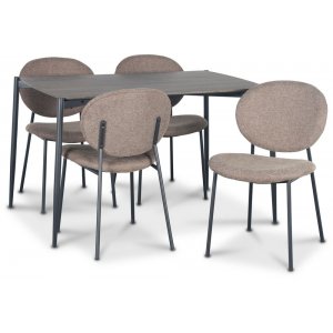 Lokrume spisegruppe Ø120 cm bord i mørkt tre + 4 stk Tofta brune stoler Lokrume spisegruppe Ø120 cm bord i mørkt tre + 4 stk Tofta brune stoler