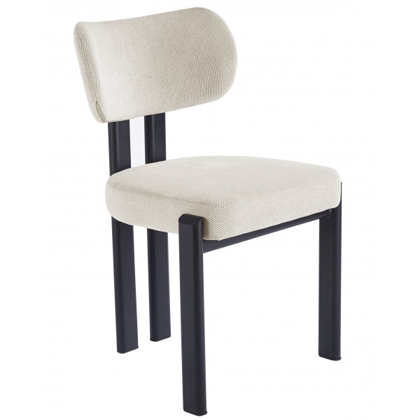 Callum spisestol i beige stoff med svarte ben