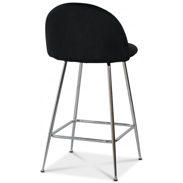 Art Velvet barstol - Svart flyel / Krom + Flekkfjerner for mbler