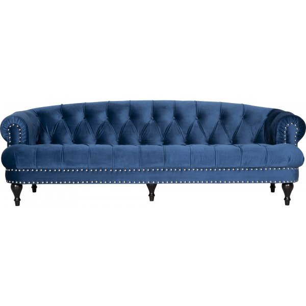 Sofa Chesterfield 3-seters sofa i blå fløyel Sofa Chesterfield 3-seters sofa i blå fløyel
