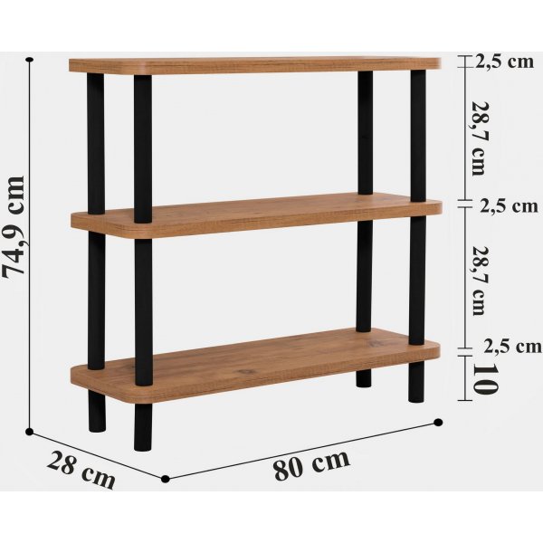 Step bokhylle - Sort/furu