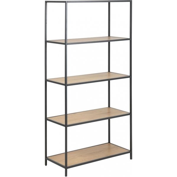 Lincoln bokhylle XL - Eik/sort - 5 hyller