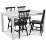 Mellby spisegruppe 140 cm bord med 4 sorte Karl stokkstoler - Hvit / Sort