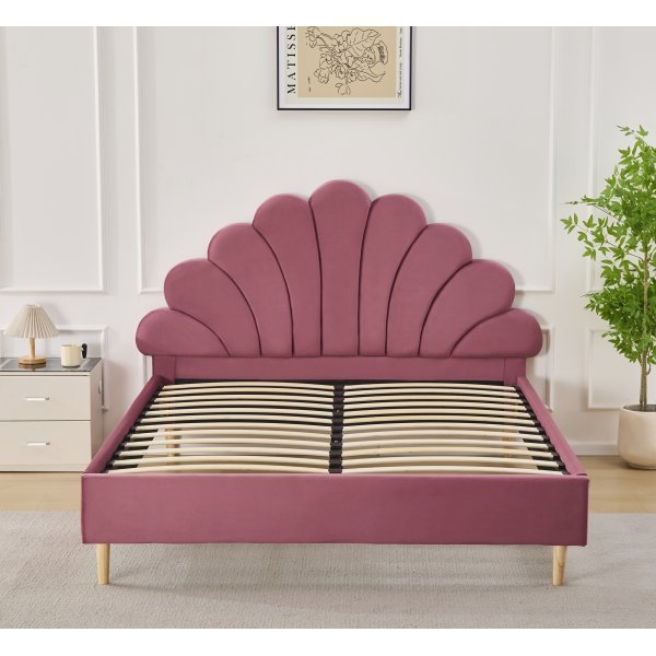 Saga sengeramme med sengegavl 160 x 200 cm - Rosa flyel