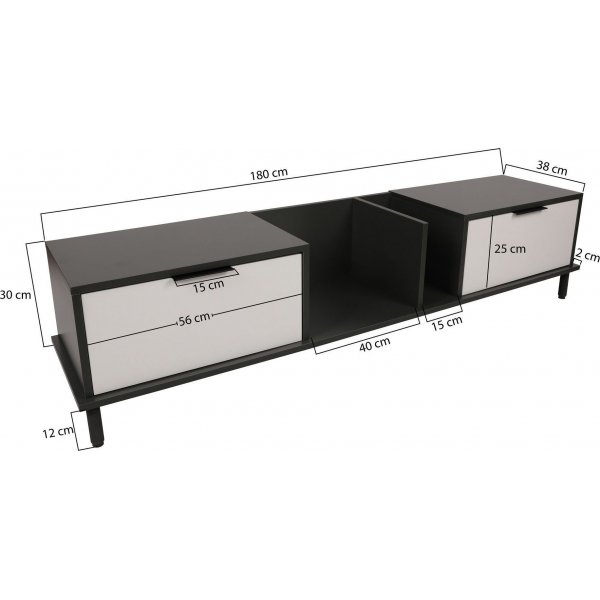 Ibiza mediebenk - Hvit/antrasitt Ibiza mediebenk - Hvit/antrasitt