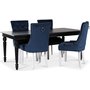 Paris spisegruppe svart bord med 4 Tuva Decotique stoler i bl flyel