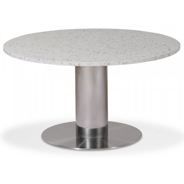 Next 85 rundt stuebord - Brstet stl / terrazzo (Bianco)