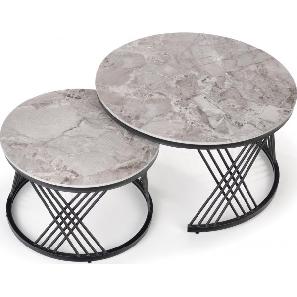 Flamingo salongbord Ø60 cm - Grå marmor/svart Flamingo salongbord Ø60 cm - Grå marmor/svart