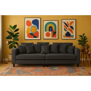 Brandy Lounge - 4-seters sofa XL (mørkegrå) + Flekkfjerner for møbler Brandy Lounge - 4-seters sofa XL (mørkegrå) + Flekkfjerner for møbler
