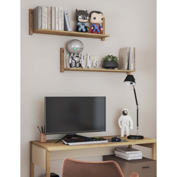 Lenny vegghylle - Artisan eik/beige/trøffel Lenny vegghylle - Artisan eik/beige/trøffel