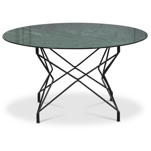 Stuebord Star 90 cm - grønt marmorert glass / svart understell Stuebord Star 90 cm - grønt marmorert glass / svart understell