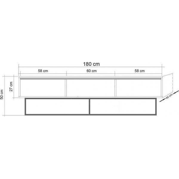Milo mediebenk, 180 cm - Valntt/svart + Mbelftter
