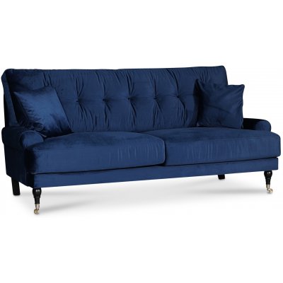 Adena 2-seters sofa i mrkebl flyel + Mbelpleiesett for tekstiler