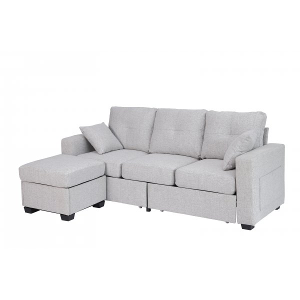 Davis sovesofa - lysegrått stoff | Med oppbevaring Davis sovesofa - lysegrått stoff | Med oppbevaring