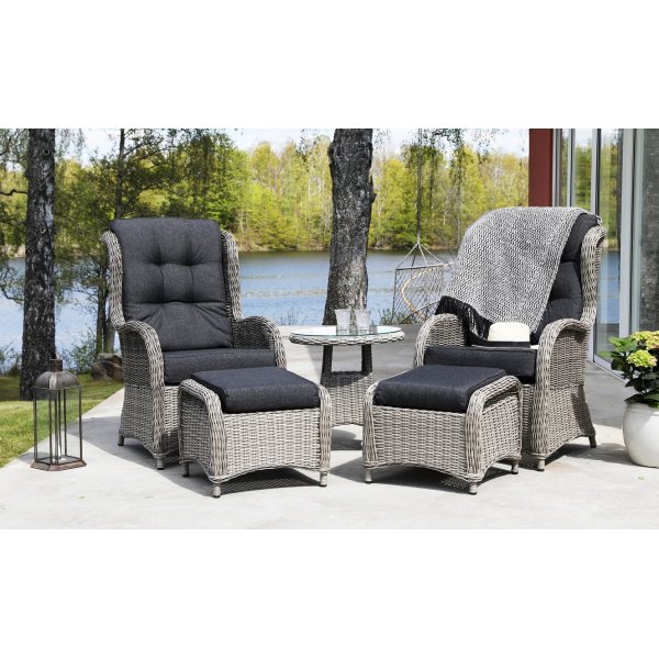 Orleans utemøbelsett med sidebord - Grå sement Orleans utemøbelsett med sidebord - Grå sement