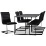 Lazio spisegruppe 195 cm bord med 6 st Lazio stoler - Brun/Svart