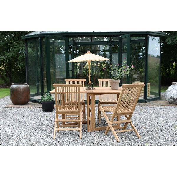 Salt� spisegruppe for uteplassen klaffbord med 4 stk. spisestoler - Teak