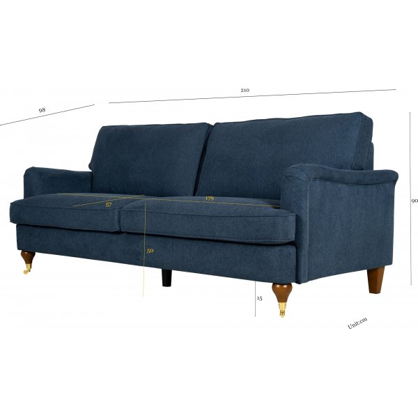 Howard Watford Deluxe 3-seters sofa - blå Howard Watford Deluxe 3-seters sofa - blå