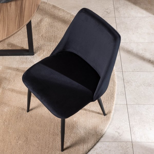 Natt spisestuestol - Svart fløyel Natt spisestuestol - Svart fløyel