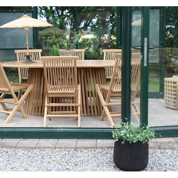 Saltö spisegruppe for uteplassen ovalt spisebord 200 cm med 6 stk. spisestoler - Teak Saltö spisegruppe for uteplassen ovalt spisebord 200 cm med 6 stk. spisestoler - Teak