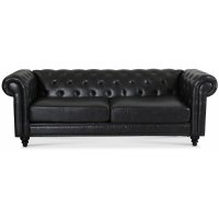 Chesterfield Royal 3-seters sofa - Svart vintage (PU skinn) Chesterfield Royal 3-seters sofa - Svart vintage (PU skinn)