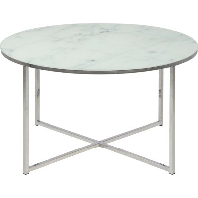 Alisma salongbord 80 cm - Hvit marmor/krom